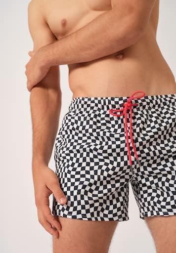 Skiny Herren Badehose L Whiteblue Check, L Whiteblue Check