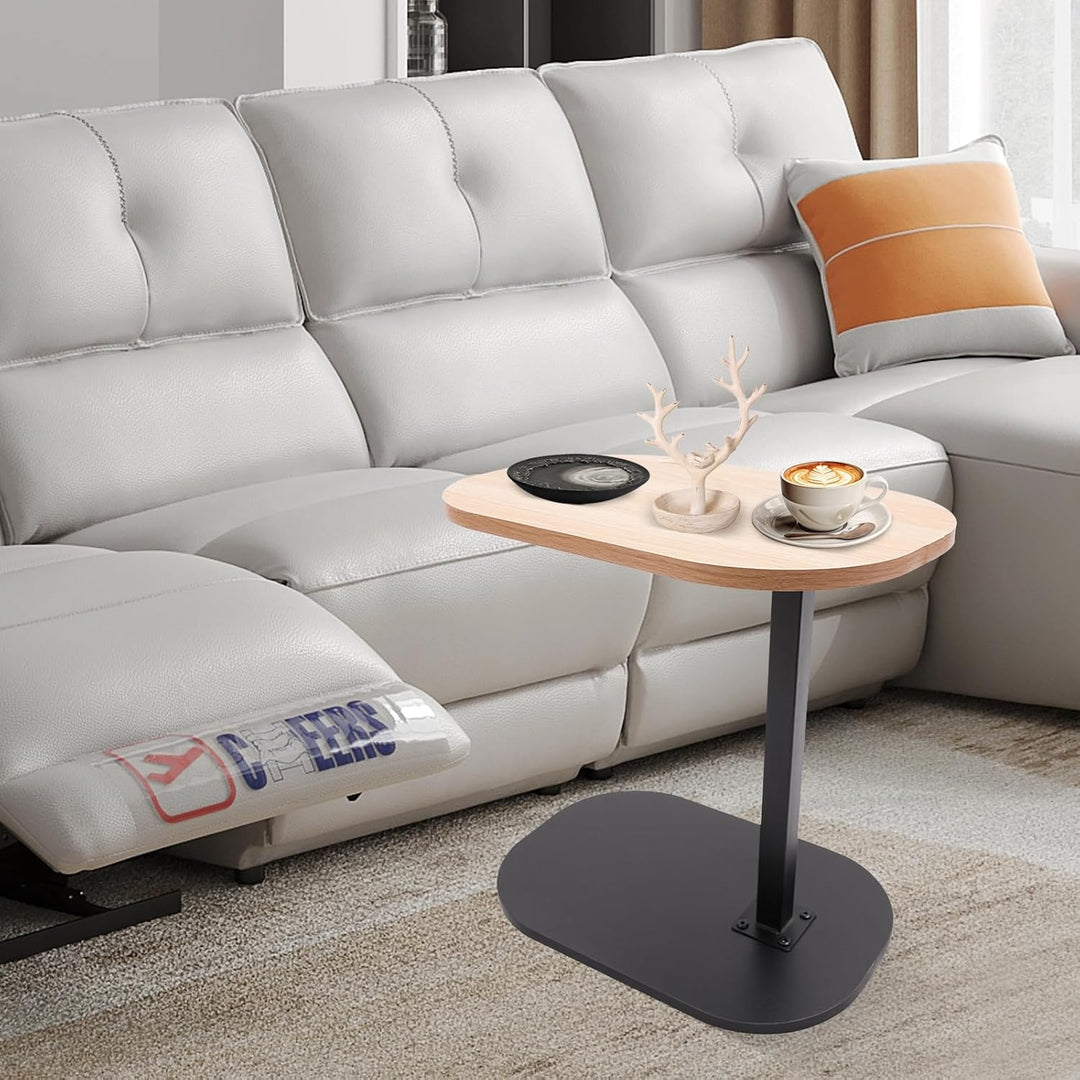 C-förmiger Beistelltisch höhenverstellbar 45–80cm, drehbare & neigbare Tischplatte, Sofatisch Nachtt