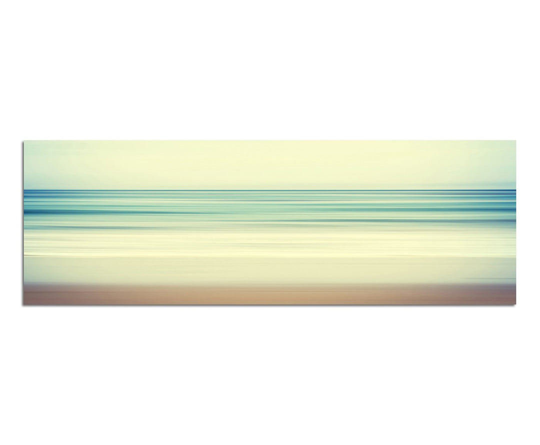 Paul Sinus Art Panoramabild auf Leinwand und Keilrahmen 150x50cm Strand Meer abstrakt Vintage