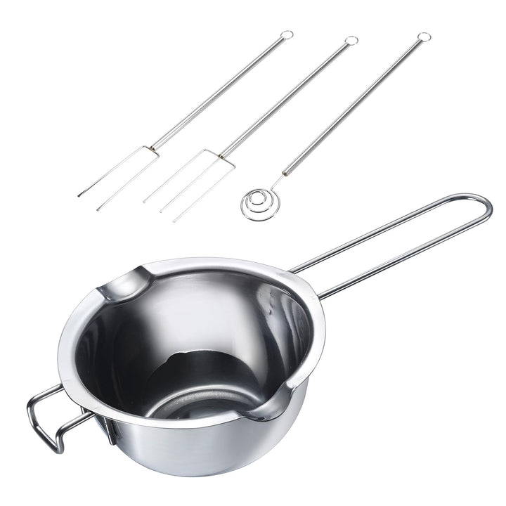 Westmark Wasserbad-Schmelzschale und Schokoladentauchgabel-Set (3-tlg.) – Schmelzschale mit Ausgiess
