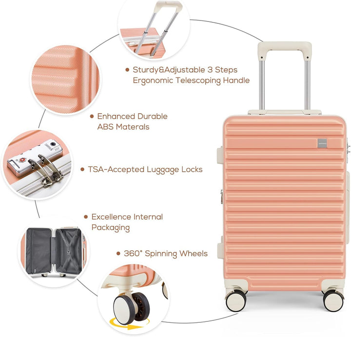 Joyway Hartschalen Koffer Set 3 Stück,Handgepäck Reisekoffer 4 Rollen Leicht, Rollkoffer mit Trolley