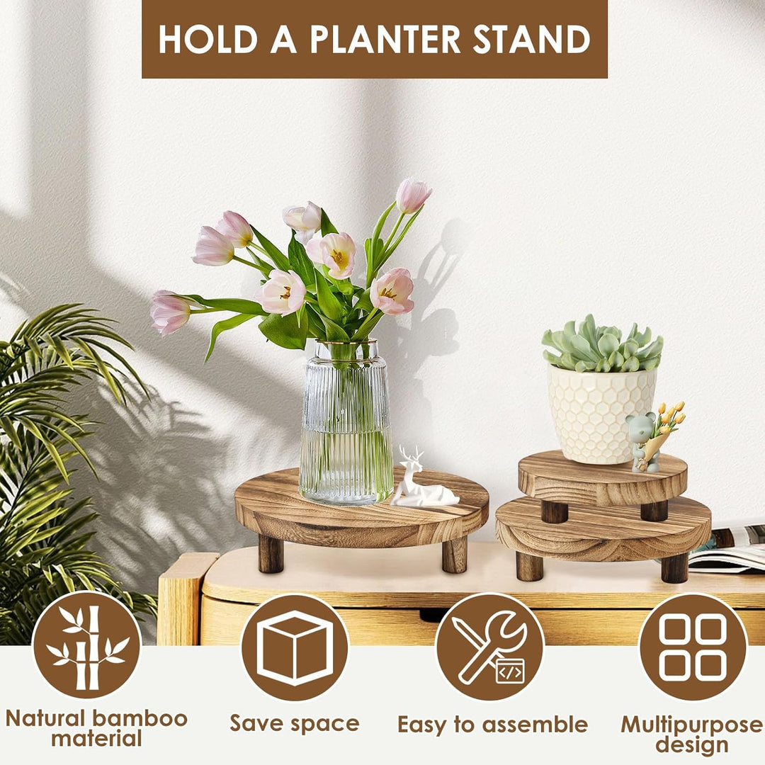 3 Set Blumenhocker Holz Pflanzenhocker Stapelbar Abnehmbar Stabile Unterstützung Pflanzhocker Blumen