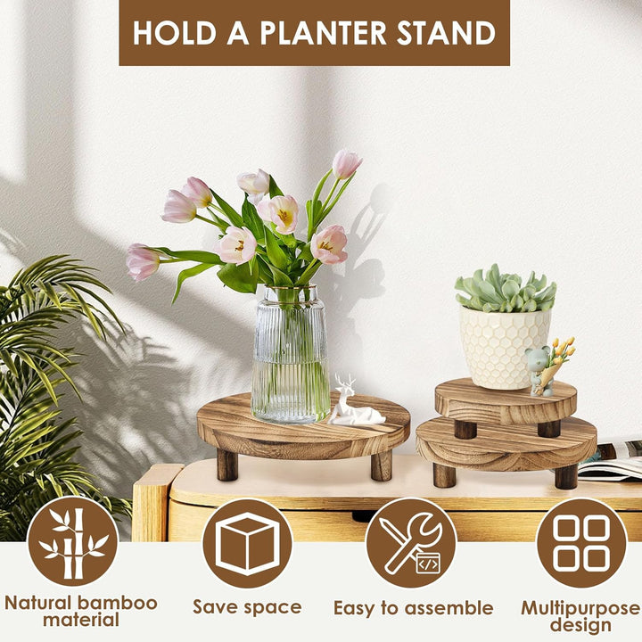 3 Set Blumenhocker Holz Pflanzenhocker Stapelbar Abnehmbar Stabile Unterstützung Pflanzhocker Blumen