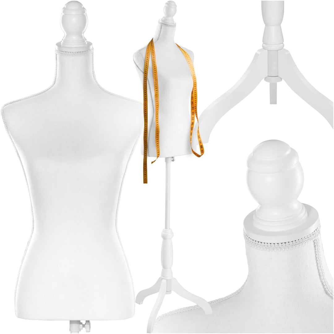 TecTake Damenbüste Schneiderpuppe Büste Torso mit Holzstandfuss | Höhenverstellbar: 133 – 168 cm - D