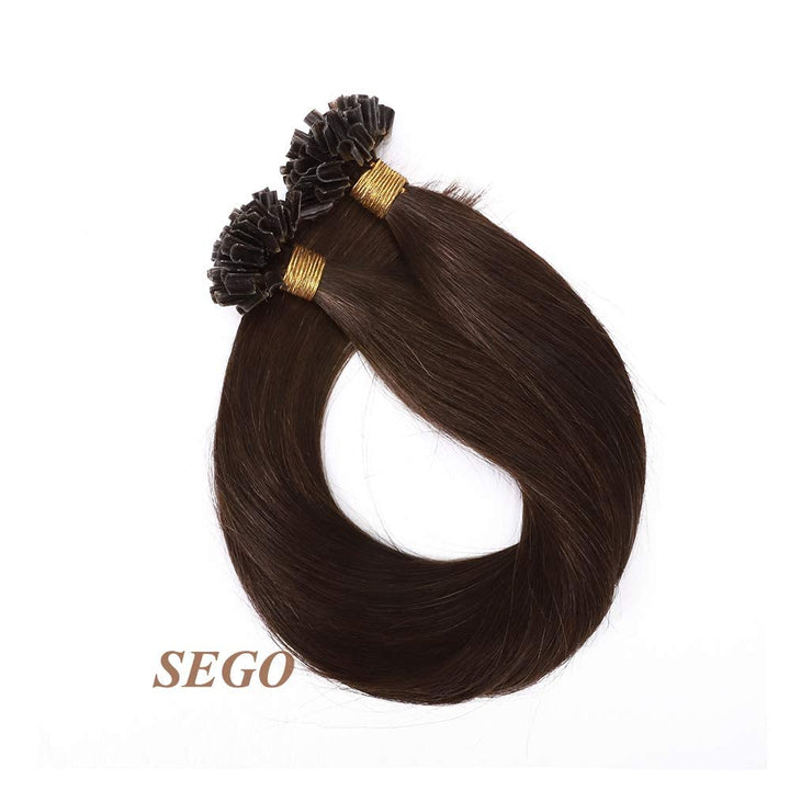 U Tip Extensions Haare Bonding Echthaar Bonded Haarverlangerung Keratin 1g/Strähne 50g Mittelbraun