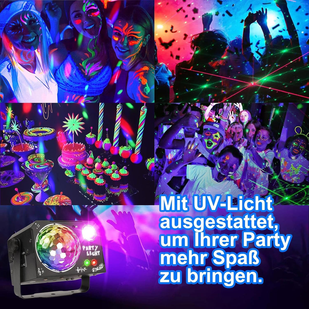 Nigecue 4 in 1 Discolicht Partylicht mit Fernbedienung, Musikgesteuert Disco Licht mit RGB Kugelleuc