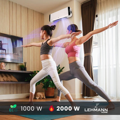 Lehmann LHOHH-2013A Wandheizlüfter mit 2 Leistungsstufen 1000/2000 W | Wand Heizlüfter mit Wi-Fi, Fe