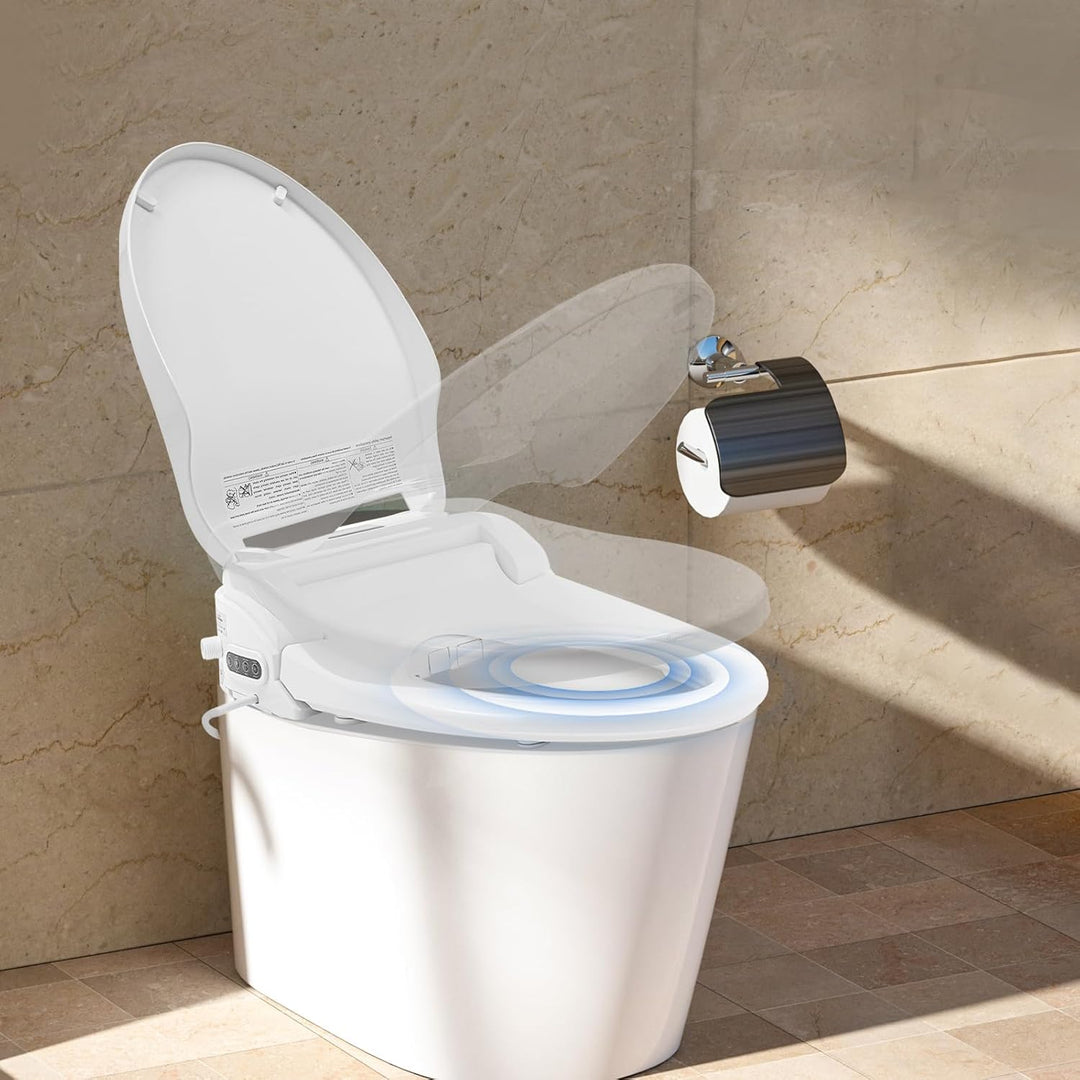 Smart Toilettensitz mit Temperaturanzeige,Elektronisches Toilettendeckel mit seitlichem Bedienelemen