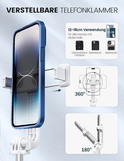 ANXRE 150cm Handy Stativ mit FernauslöSer [VerstäRkter Ständer],All-In-One Selfie Stick Handy Stativ