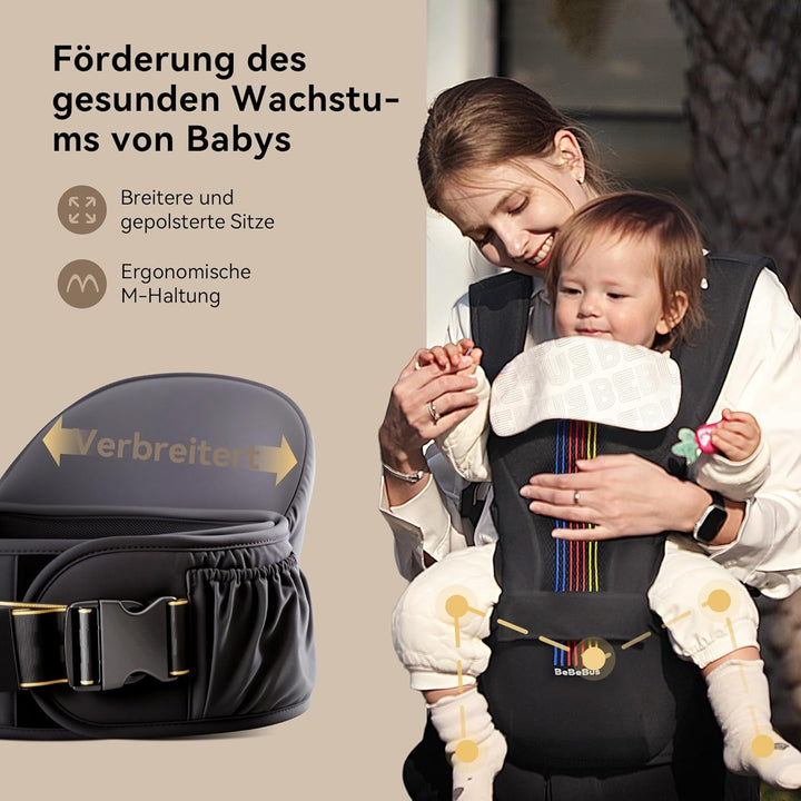Babytrage mit Hüftkissen, 2-in-1 Verstellbar &amp; Abnehmbar, Atmungsaktiv &amp; Einfach zu Tragende Tragehi