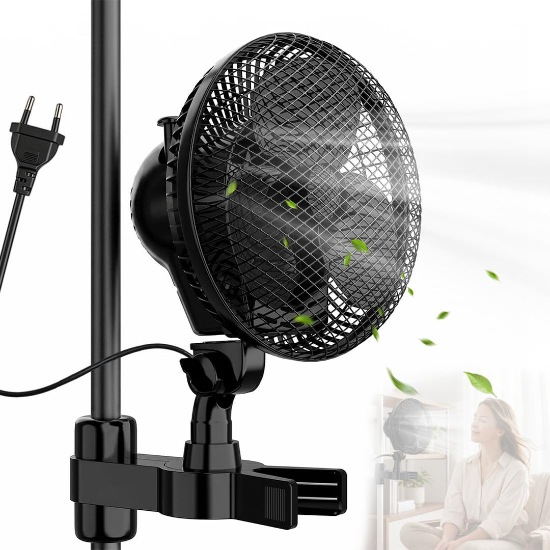 Grow Ventilator Oszillierend mit Clip, 2 Geschwindigkeitsstufen, Grow Clip-Ventilator Klemmbar für g
