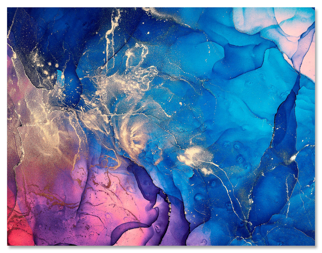 wandmotiv24 Leinwand-Bilder Natur-Stein, Grösse 120x90cm, Querformat, bunter Marmor mit Gold, Dekost