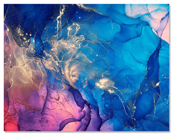 wandmotiv24 Leinwand-Bilder Natur-Stein, Grösse 120x90cm, Querformat, bunter Marmor mit Gold, Dekost