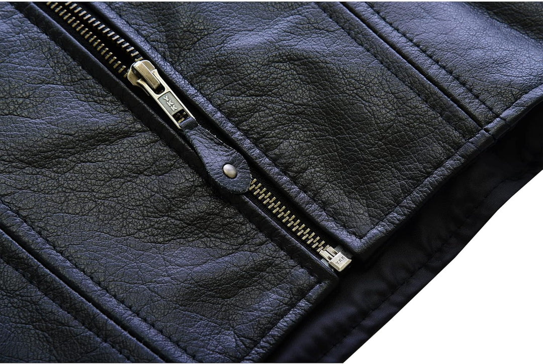 Leatherick Damen Lederweste der echte spitzenkorn-büffel Leder ärmellose jacke / weste schwarz M Sch