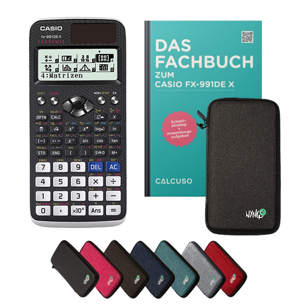 CALCUSO Standardpaket: Casio FX-991 DE X technisch-wissenschaftlicher Taschenrechner + WYNGS Schutzt