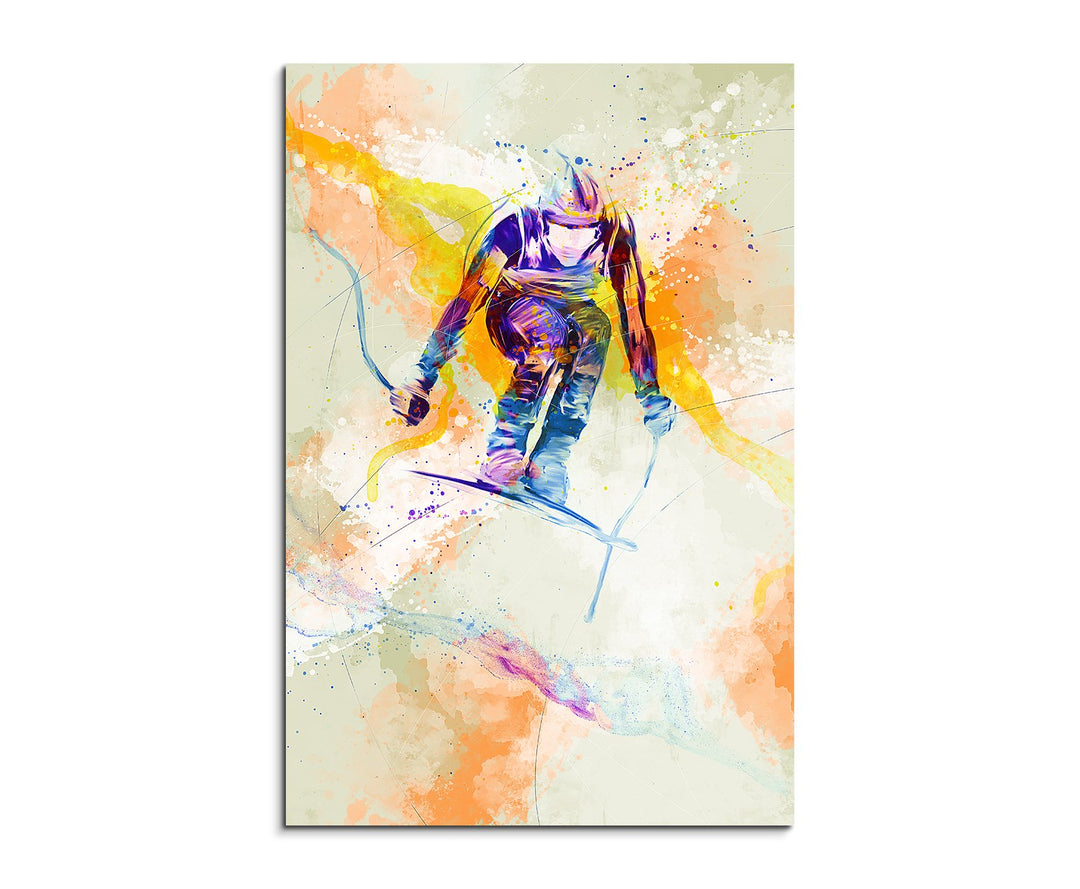 Ski Alpin II 90x60cm Wandbild SPORTBILD Aquarell Art tolle Farben von Paul Sinus