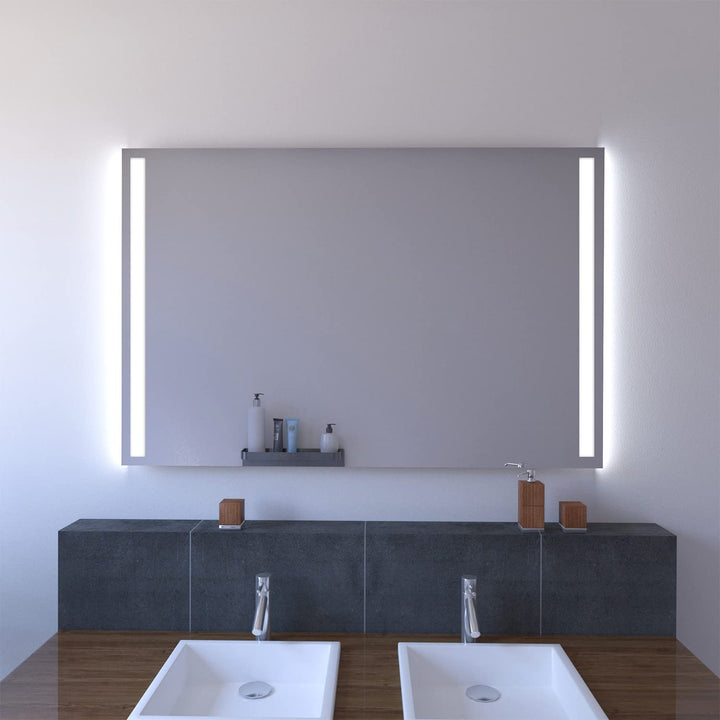SARAR Badezimmerspiegel mit LED-Beleuchtung Bad 40x60 cm Made in Germany Designo MA2110 eckiger Wand