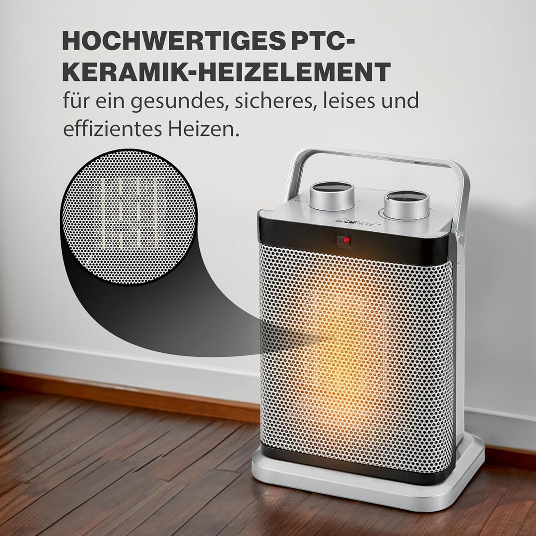 Clatronic HL 3631 Keramik-Heizlüfter, 7-Stufen-Schalter, stufenlos regelbarer Thermostat, 1000/1500