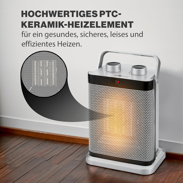 Clatronic HL 3631 Keramik-Heizlüfter, 7-Stufen-Schalter, stufenlos regelbarer Thermostat, 1000/1500
