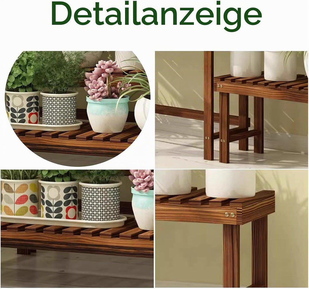 Pflanzenständer aus Holz für den Aussenbereich, gestuftes Pflanzenregal für Garten, Hof, Terrasse un