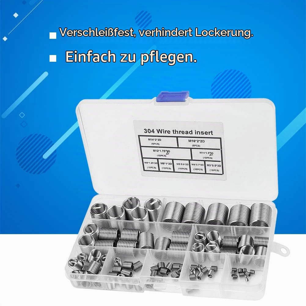 M5 M6 M8 M10 M12 M14 M16 304 Gewindeeinsätze Edelstahl Reparatureinsatz mit Gewinde Sortiment Spiral
