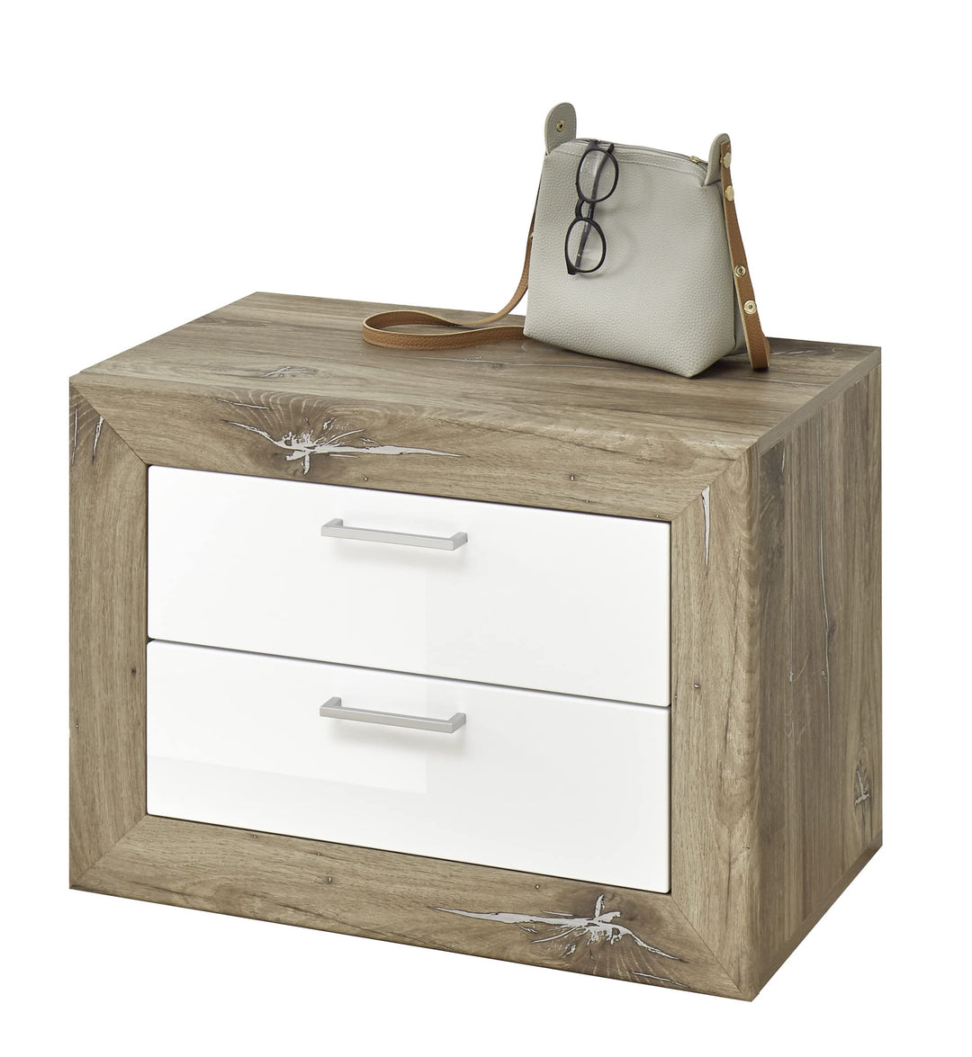 33-896-AP NEAPEL Eiche dunkel/Weiss Hgl. Bank Sitzbank Garderobenbank Diele ca. 70 x 50 x 40 cm