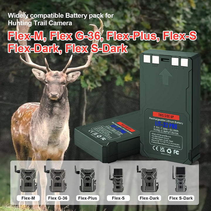 ANTIEE Akku 7000mAh für SPYPOINT LIT-22 Pro, Flex-M/S/G36 Serie | Akku für Flex Dark/S-Dark/Flex-Plu