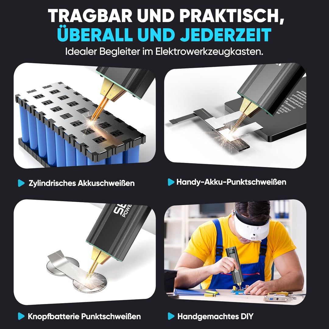SEESII Punktschweissgerät für Akkus: Kabelloses Handwerkzeug, Klarer Bildschirm, Metallgehäuse, Trag