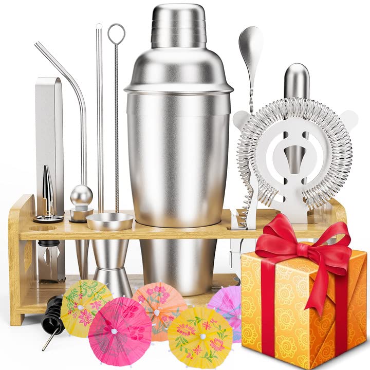 Cocktail Shaker Set vatertagsgeschenk - 750 ML Edelstahl Bonus CocktailShaker Cocktail Set Book, Coc