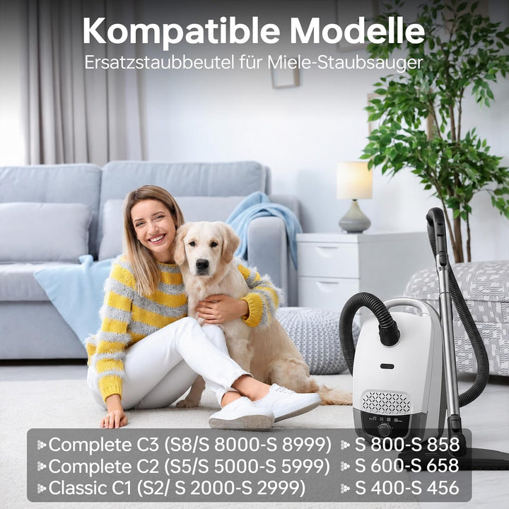 14 Staubsaugerbeutel mit 8 Filter Kompatibel mit Miele GN Serie S2 S4 S5 S6 S8, Complete C2/C3, Clas