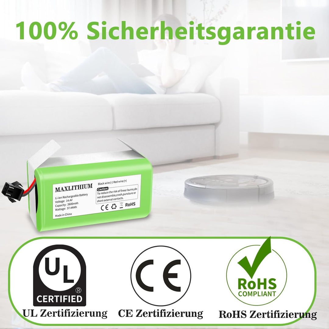 14.4V 2600mAh Ersatz-Akku Akku kompatibel mit Eufy RoboVac 11S 11S MAX G10 Hybrid G20 Serie 15C 30 3