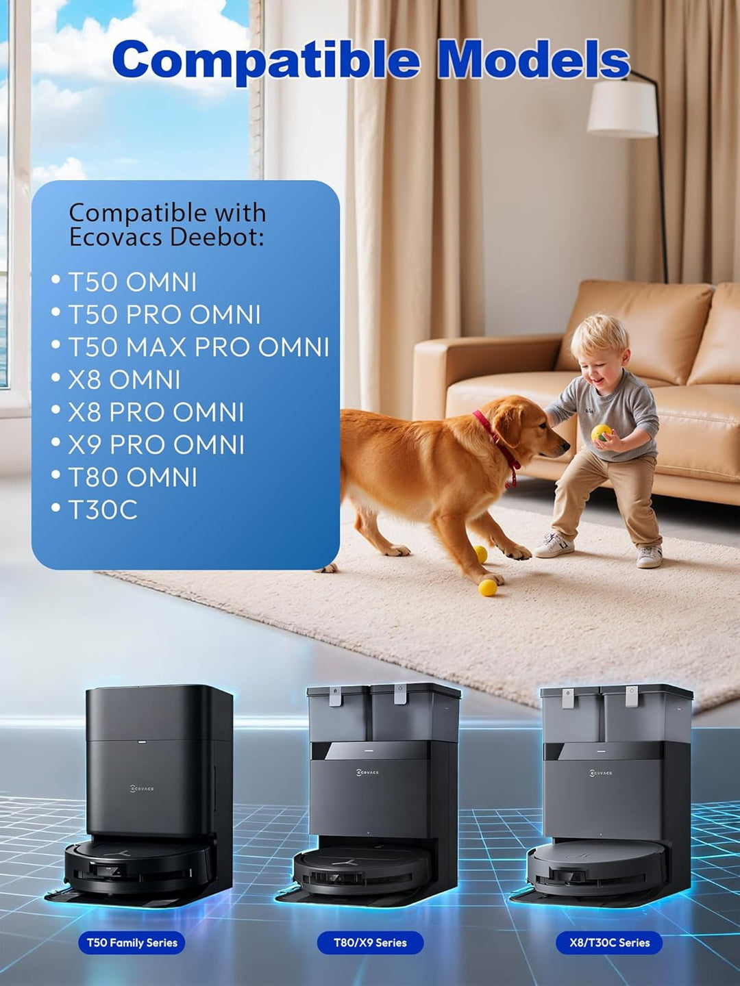Wiederverwendbare Staubbeutel für Ecovacs Deebot X9 Pro Omni/X8 Pro Omni/T50 Pro Omni Gen2/T50 Omni