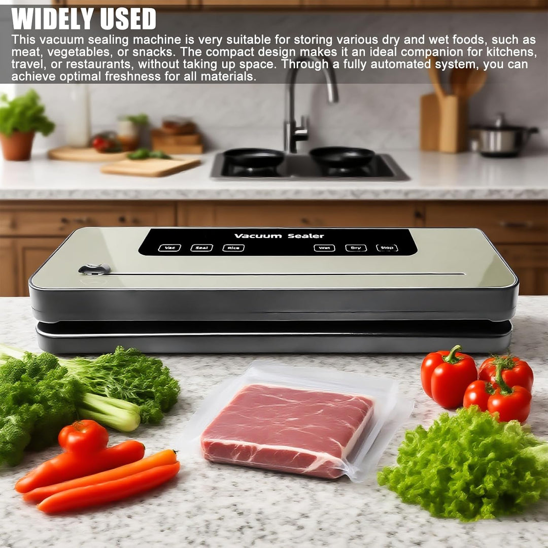 Automatische Vakuumiergerät, 7-in-1 Vakuumierer 120W Vakuumiergerät Profi mit 50 Vakuumier-Beutel, C
