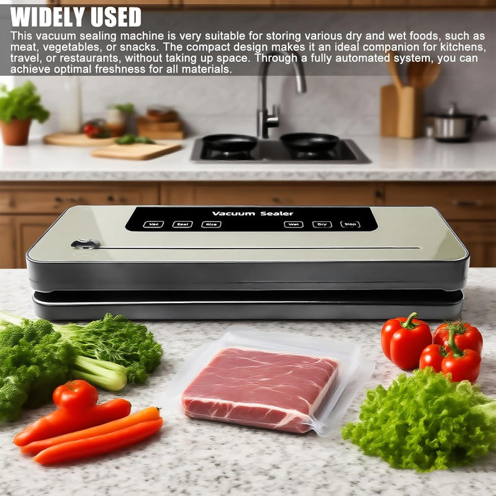 Automatische Vakuumiergerät, 7-in-1 Vakuumierer 120W Vakuumiergerät Profi mit 50 Vakuumier-Beutel, C