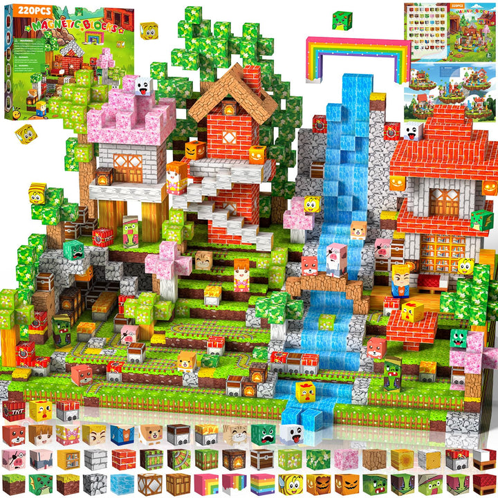 Magnetische Bausteine 220 PCS 2CM Magnetbausteine für Kinder ab 3 Jahre Blocks, Montessori Spielzeug