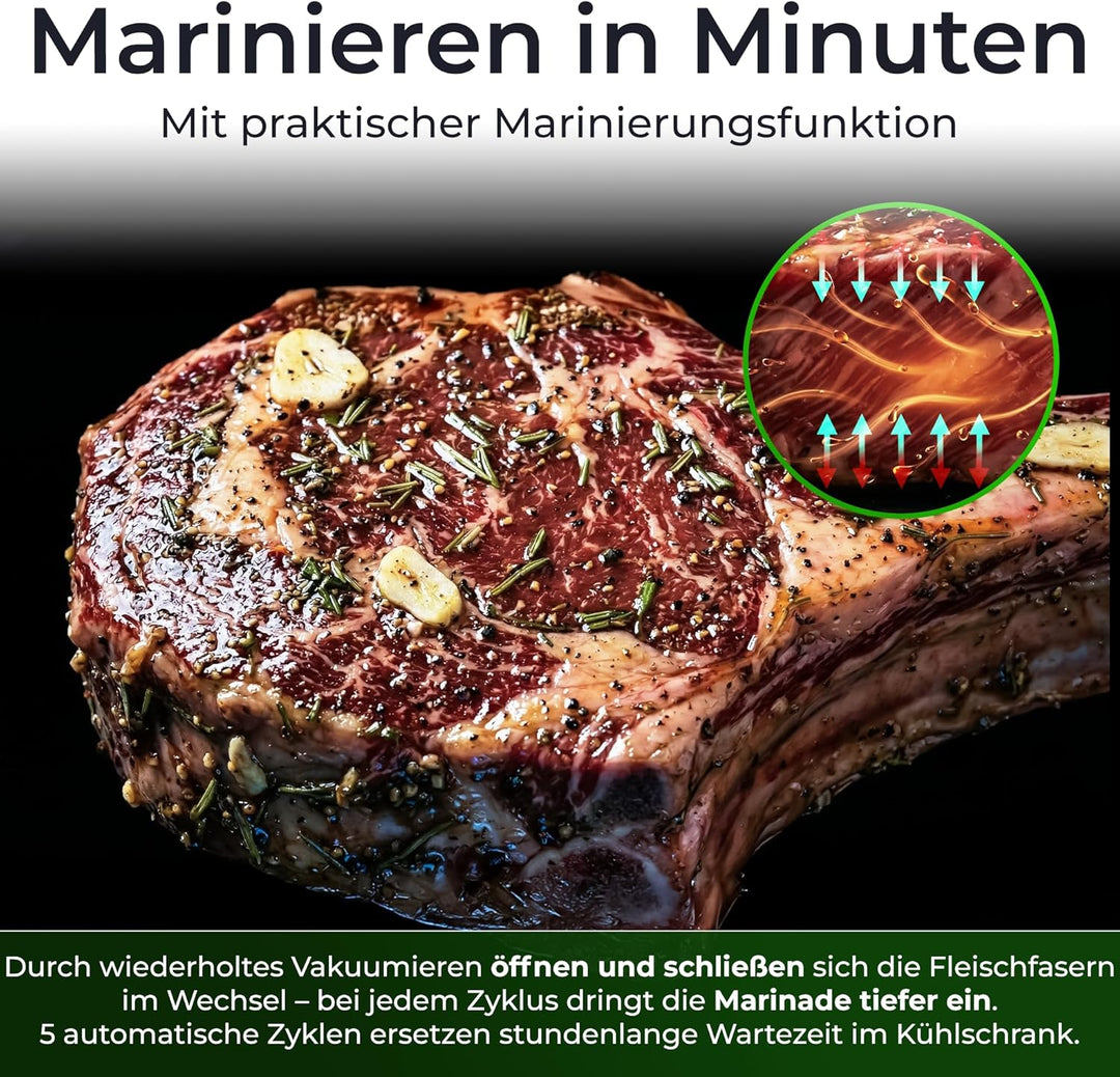 KLAMER Vakuumiergerät Kammer Edelstahl, 98 kPa Profi Kammervakuumierer, Marinier-Funktion, Feuchte L