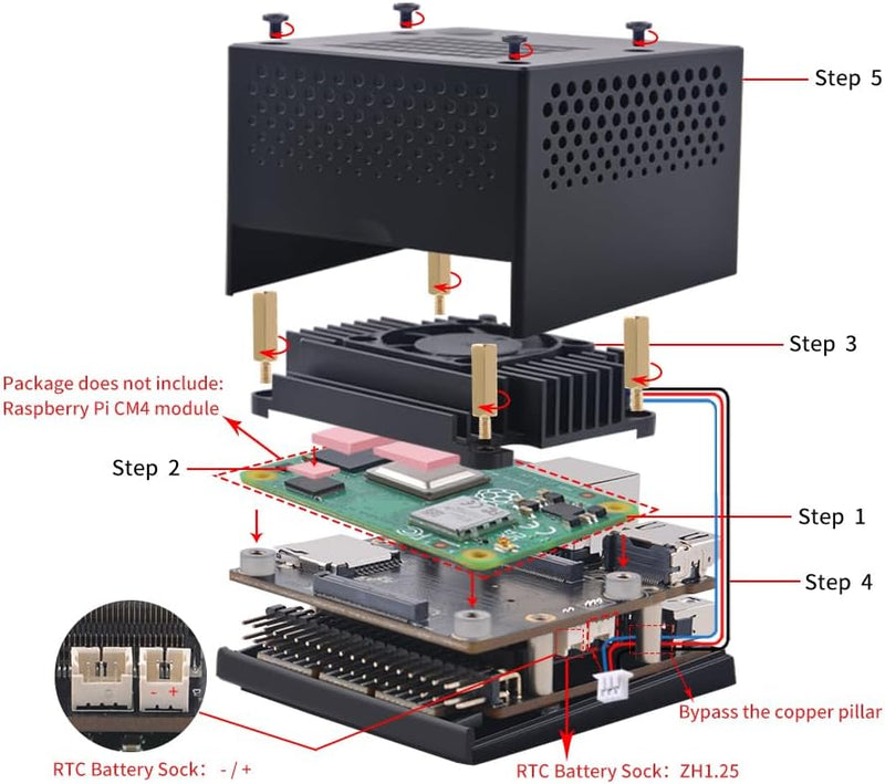 GeeekPi DeskPi Mini Cube for Raspberry Pi CM4,DeskPi Mini PC Case with Aluminum Alloy Radiator Built