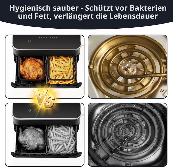 2 Stück Magnetischer Edelstahl Spritzschutz für Cosori Airfryer 8,5L Dual Blaze TwinFry 10L, Spritzs
