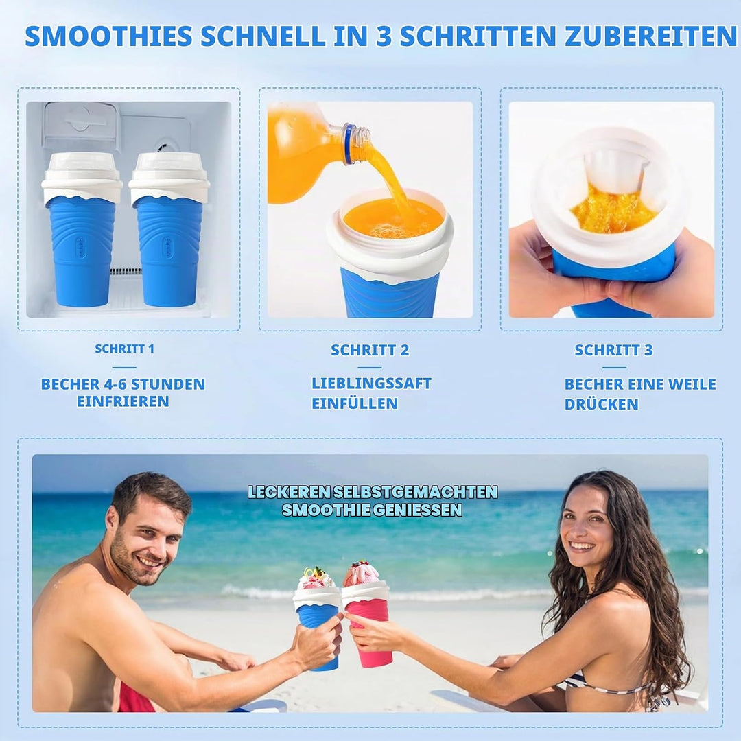 SCBOY Slushy Maker,Eis zum kneten slushy becher,Silikon slushy maker cup,Slush becher mit Strohhalml