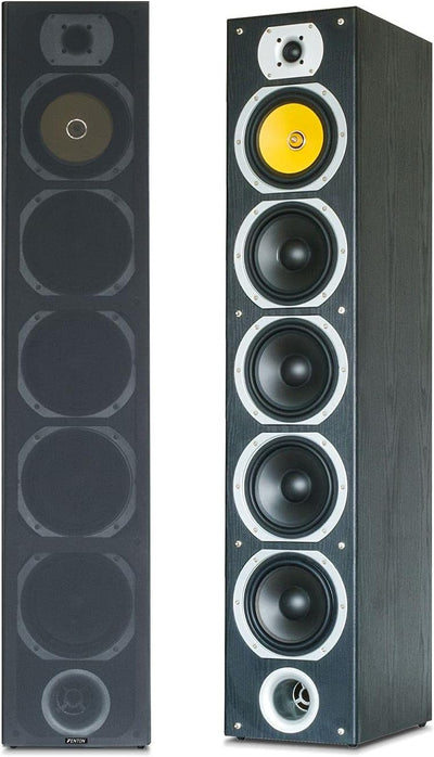 Fenton SHFT57B Standlautsprecher Paar 600 Watt, HiFi Lautsprecher Boxen für Stereoanlage, 4-Wege pas