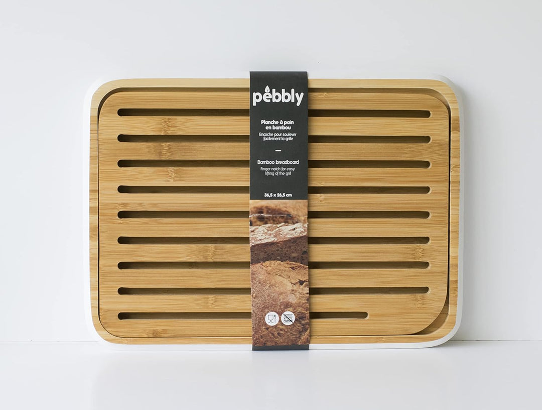Pebbly Brotschneidebrett, Bamboo, Weiss,