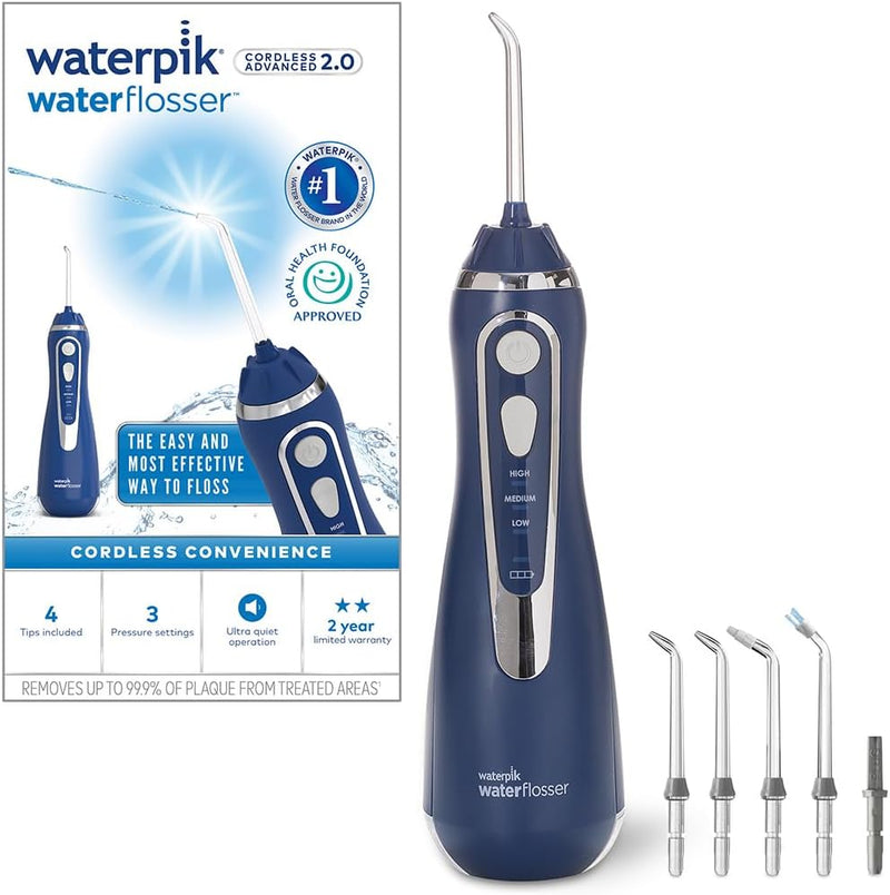 Waterpik Kabellose Munddusche Advanced, 4 Aufsätze, Druckbereich 3,1 bis 5,2 bar, 3 Druckeinstellung