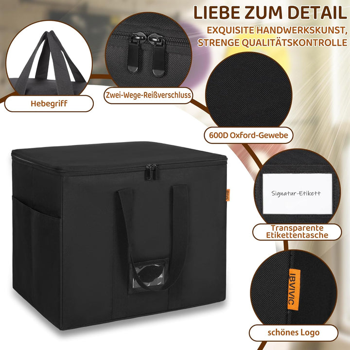 Vinyl-Schallplatten-Aufbewahrungsbox mit Reissverschlüsse, Klappbare Plattenkoffer für LP-Schallplat