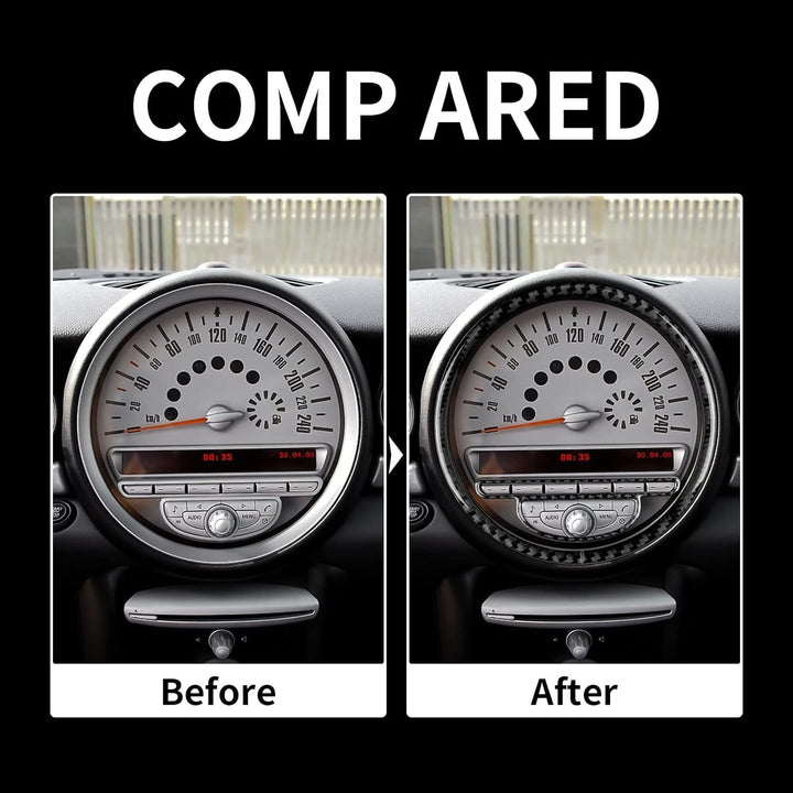 KUNGKIC Kohlefaser Auto Tachometer Dekorative Aufkleber Innenraum Carbon Fiber Speedometer Trim für