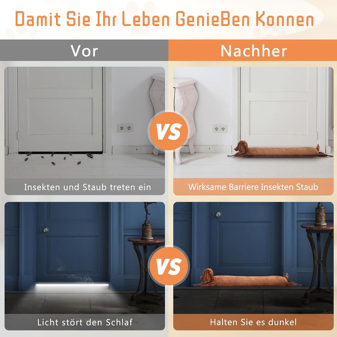 Zugluftstopper für Türen, 82cm Schwerer Türzugstopper Zugluftstopper für Fenster Dachshund unter der