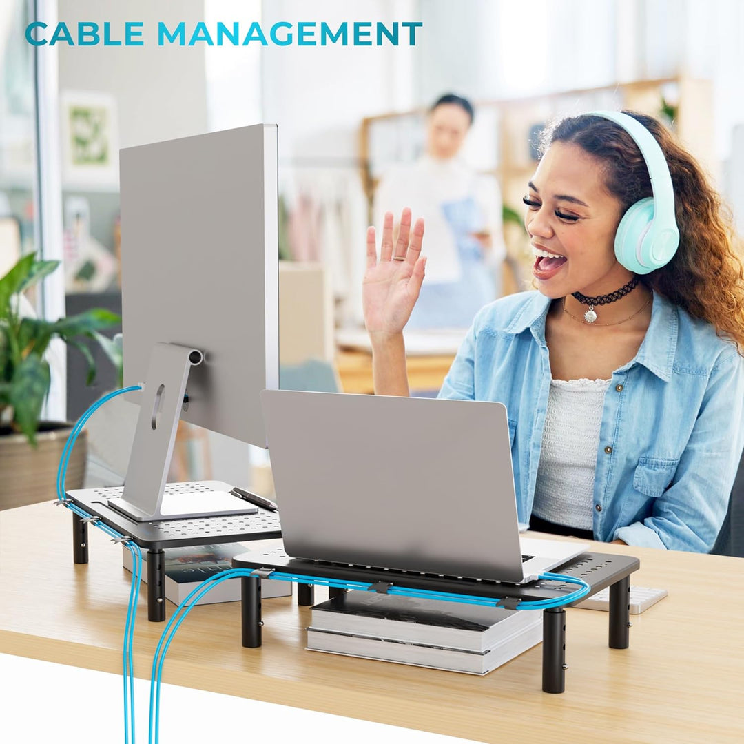 BONTEC Monitorständer Höhenverstellbarer Bildschirmständer Monitor-Raiser Ergonomischer aus hochwert