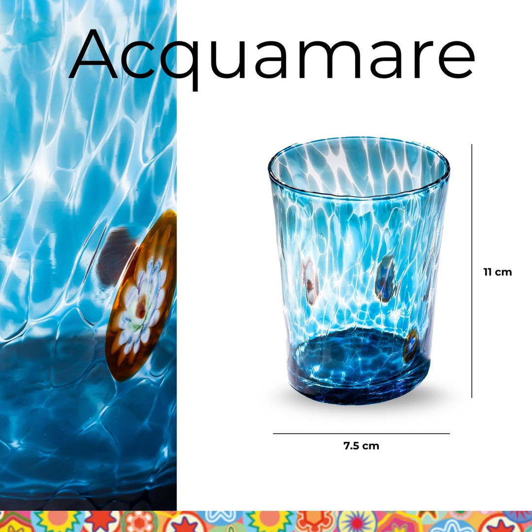 Gocce di Murano 6 Wassergläser, hergestellt nach der Tradition der Murano-Handwerker, mundgeblasenes