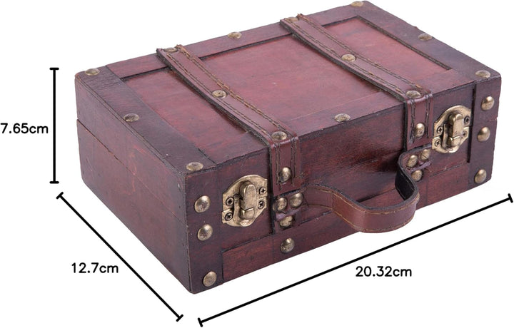 Vintiquewise Old-Fashioned Small Suitcase/Dekorative Box mit Riemen, Holz, Antiker Kirschbaum, 8" x