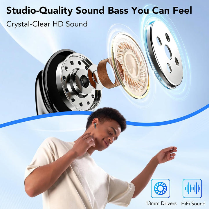 Bluetooth Kopfhörer, In Ear Kopfhörer Kabellos Bluetooth 5.4, Tiefer Bass | 4 ENC Noise Cancelling M