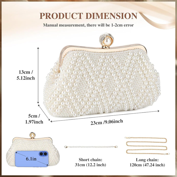 BAIGIO Perlen Damen Clutch Beige Abendtasche Brauttasche Elegant Handtasche Luxury Clutch für Mädceh